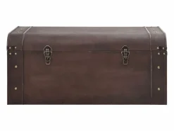 Cofre con pestillos contrachapada marrón 90x50x39,5 cm ES934260 Marru00f3n Sale
