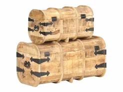 vidaxl Baúl Y Arcón|Cofres de almacenamiento 2 unidades madera maciza de mango