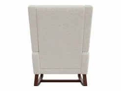 Cojín lumbar con bolsillo lateral y reposapiés, Mecedora, Patas de Madera Maciza, Beige New
