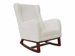Cojín lumbar con bolsillo lateral y reposapiés, Mecedora, Patas de Madera Maciza, Beige New
