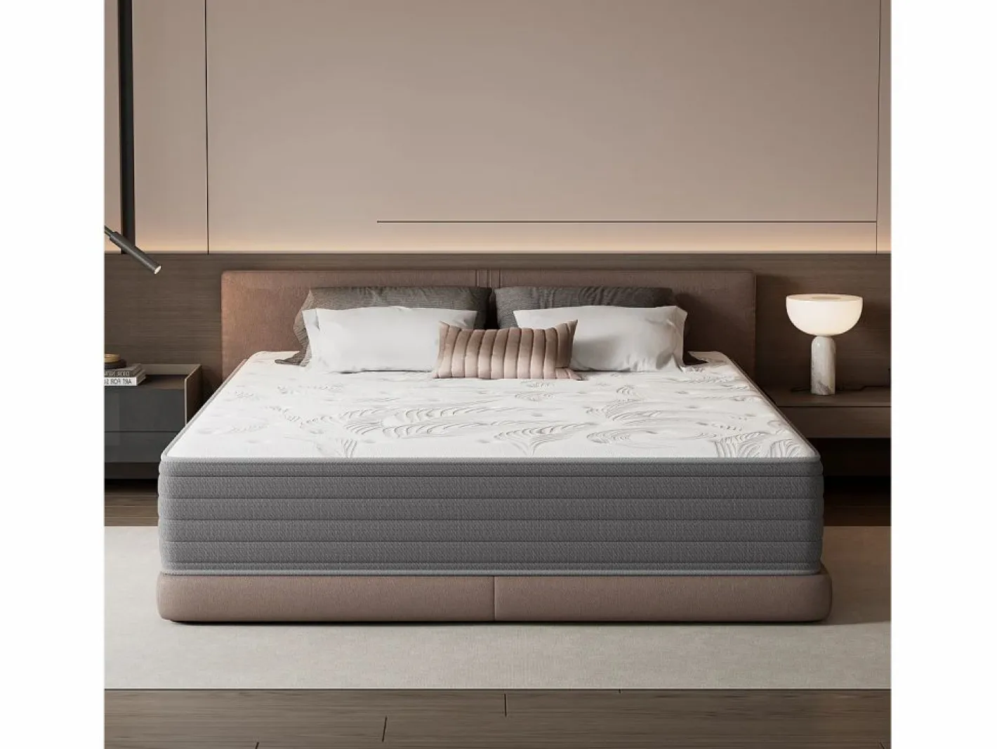 Colchón 160 x 200 cm con muelles ensacados de 7 zonas, firmeza H3, espuma de confort de 22 cm de grosor, anti-alérgico - HOMAVO Sale
