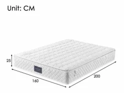 ModernLuxe Colchones - 160X200Cm|Colchón de muelles 160x200 cm espuma espesor 25 cm - dureza H3 - funda acolchada de microfibra - Blanco