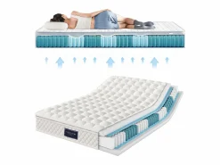 Colchón de muelles 140x200 cm espuma espesor 25 cm - dureza H3 - funda acolchada de microfibra - Blanco^ModernLuxe Outlet