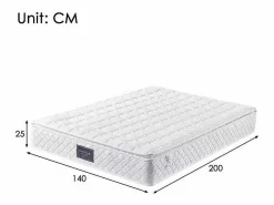 Colchón de muelles 140x200 cm espuma espesor 25 cm - dureza H3 - funda acolchada de microfibra - Blanco^ModernLuxe Outlet