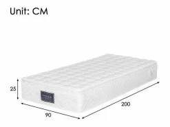 ModernLuxe Colchón de muelles 90x200 cm espuma espesor 25 cm - dureza H3 - funda acolchada de microfibra - Blanco Hot