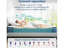 DripeX Colchón Híbrido 120x200cm - esp.27cm - muelles ensacados 7 zonas - hipoaalergénico - transpirable - Medio-Firme Sale