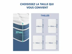 DripeX Colchón Híbrido 120x200cm - esp.27cm - muelles ensacados 7 zonas - hipoaalergénico - transpirable - Medio-Firme Sale