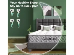 Colchón ortopédico ignífugo de 180 x 200 cm con 4 asas, OEKO-TEX®, 20 cm de grosor, transpirable, 7 zonas de muelles ensacados^DripeX Discount