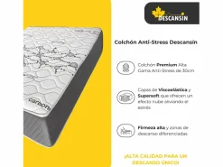Colchón Viscoelástico 30cm Alta gama | 160x200 | Ideal para Personas con Dolores de Espalda | Alta Firmeza | Carbono-Grafeno Anti-Stress Best