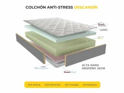 Colchón Viscoelástico 30cm Alta gama | 160x200 | Ideal para Personas con Dolores de Espalda | Alta Firmeza | Carbono-Grafeno Anti-Stress Best