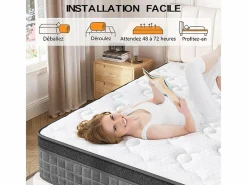 DripeX Colchón Muelles Ensacados|Colchón 120x200cm anti-fuego muelles ensacados - esp.25cm - soporte ergonómico 7 zonas - transpirable - silencioso
