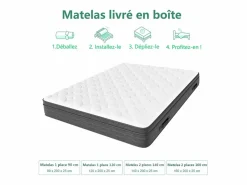 Colchón 140x200cm muelles ensacados - esp.25cm - soporte 7 zonas - con asa - Hipoaalergénico^DripeX Online