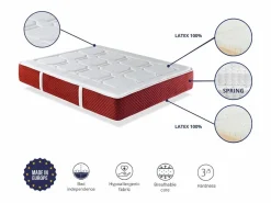 Dormissimo Colchon latex y Muelles ensacados 135X190 SPRING LATEX PREMIUM, Altura 30 CM, Latex natural. 7 zonas de confort New