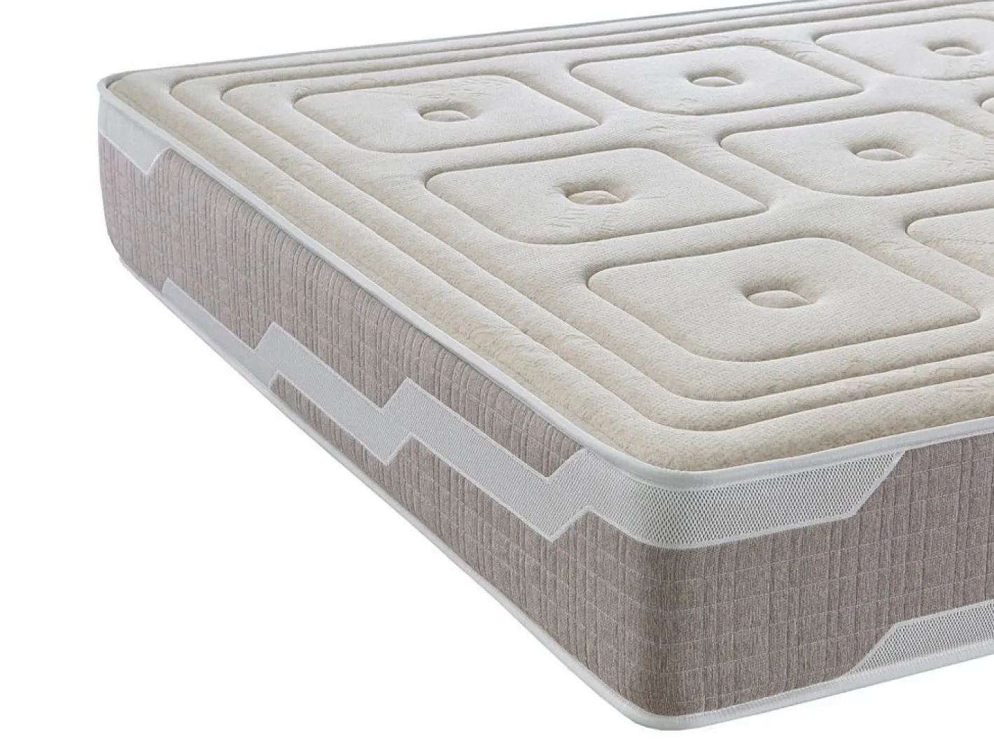 Colchon natural muelles ensacados 160X200 ORGANIC NATURA, Altura 25 CM, 100% Algodon y lino^Shaula Outlet