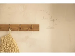 DECOWOOD Colgador de pared de madera maciza en tono roble oscuro de 61x5cm - KATE - Marru00f3n Best