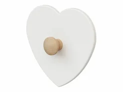 AT4 Colgador para abrigos infantiles Corazón ESSENTIEL madera - /Haya Cruda - 16 x 4,5 x 15 cm Blanco