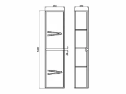 Vente-unique Columna De Baño|Columna de baño - Natural claro y negro - 140 cm - LANNICK