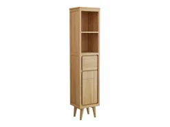 Vente-unique Columna De Baño|Columna de baño con patas de teca con estantes - Alt.180 cm - BINTUNI