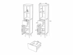 Vente-unique Columna De Baño|Columna de baño con patas de teca con estantes - Alt.180 cm - BINTUNI