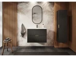 Columna de baño, , 35 x 136 x 27 cm, tirador dorado Negro Sale