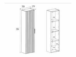Columna de baño, , 35 x 136 x 27 cm, tirador dorado Negro Sale