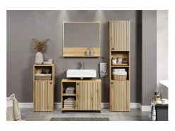 ebuy24 Columna De Baño|Columna de baño ranurada 2 puertas, 2 nichos H186 cm - PUREBLISS