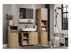 ebuy24 Columna De Baño|Columna de baño ranurada 2 puertas, 2 nichos H186 cm - PUREBLISS