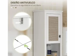 Homcom Columna de baño Sahara 2 puertas con 2 compartimentos /natural 167,5x40x30 cm Blanco Online