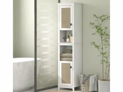 Homcom Columna de baño Sahara 2 puertas con 2 compartimentos /natural 167,5x40x30 cm Blanco Online