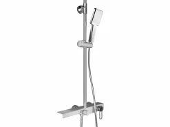 Shower & Design Columna De Ducha|Columna de ducha de aluminio - Níquel cepillado - H126 x L40 x P35,5 cm - JIZEO
