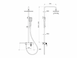 Shower & Design Columna De Ducha|Columna de ducha de aluminio - Níquel cepillado - H126 x L40 x P35,5 cm - JIZEO