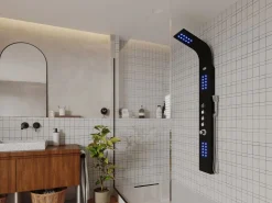 Shower & Design Columna de ducha hidromasaje negra con leds FELICITA Negro Outlet