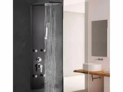 Columna de ducha panel mezclador alcachofa 4 chorros ducha Bormio - Negro Clearance
