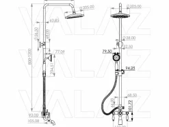 Valaz Columna De Ducha|Columna de ducha para bañera retro FLORINA envejecido