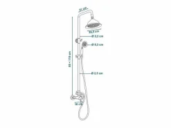 Rousseau Columna de ducha retro cromada con mezclador mecánico, cabezal orientable Ø205 mm y ducha de mano 1 chorro antical Plateado Discount