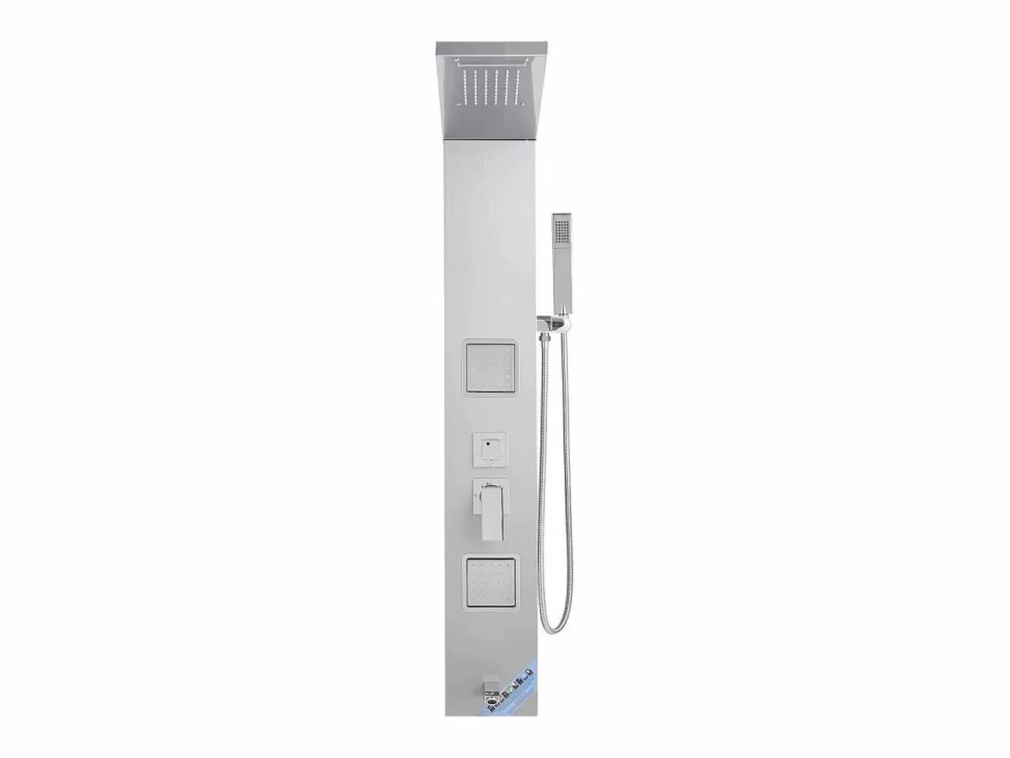 Columna de Ducha SucceBuy, con Cabezal de Ducha Efecto Lluvia, Sistema de Panel de Ducha Mural de Alta Presión en Acero Inoxidable Cepillado, Grifo de 5 Funciones Plateado Discount