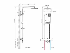 Columna de Ducha Termostática - Mate, Alcachofa Cuadrada+Raciador Superior Grande 20cmx20cm^Aica Outlet