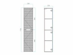 Petits-Meubles Columna de pared 2 puertas Elora y madera Negro New