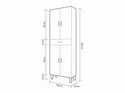 Columna De Baño|Columna para baño Kris de 4 puertas y 1 cajón acabado brillo, 182 cm(alto)60 cm(a