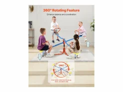 Columpio de Balancín SucceBuy para Niños, Capacidad 49,9 kg por Asiento, Equipado con Asas Ergonométricas, Patas de Soporte de 4 Ramas, Rotación 360°^ Best