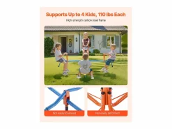 Columpio de Balancín SucceBuy para Niños, Capacidad 49,9 kg por Asiento, Equipado con Asas Ergonométricas, Patas de Soporte de 4 Ramas, Rotación 360°^ Best