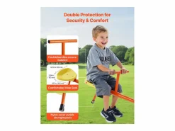 Columpio|Columpio de Balancín SucceBuy para Niños, Capacidad 45,4 kg por Asiento, Equipado con Asas Ergonométricas, Patas de Soporte de 4 Ramas, Rotación 360°