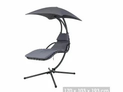 Meublorama Columpio de jardín suspendido con parasol – 170x103x193 cm – – Confort y elegancia Negro Clearance