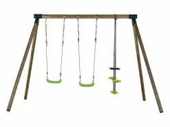 Columpio de madera "Lana" - Con 2 columpios y 1 cara a cara^Habitat et jardin Discount