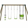 Columpio de madera "Nelio" - Con 2 columpios, 1 cara a cara y 1 cesta^Habitat et jardin Outlet