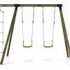 Habitat et jardin Columpio|Columpio de madera "Timo" - Con 2 columpios y 1 escalera de cuerda