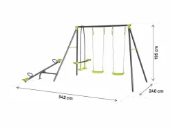 Habitat et jardin Columpio de metal "Basile" - 4 aparatos - Verde Hot