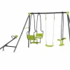 Habitat et jardin Columpio|Columpio de metal "Lenny" - 4 aparatos - Verde