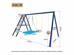 Hauss Spole Columpio exterior de acero - 3 columpios + estructura de escalada + cesta Azul New