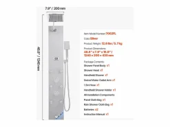 Columna De Ducha|Coluna de Duche SucceBuy con Chuveiro Efeito Chuva en Acero Inoxidable, Torneira 4 Funciones, 6 Jatos Corporais, Chuveiro de Mão, 124 cm